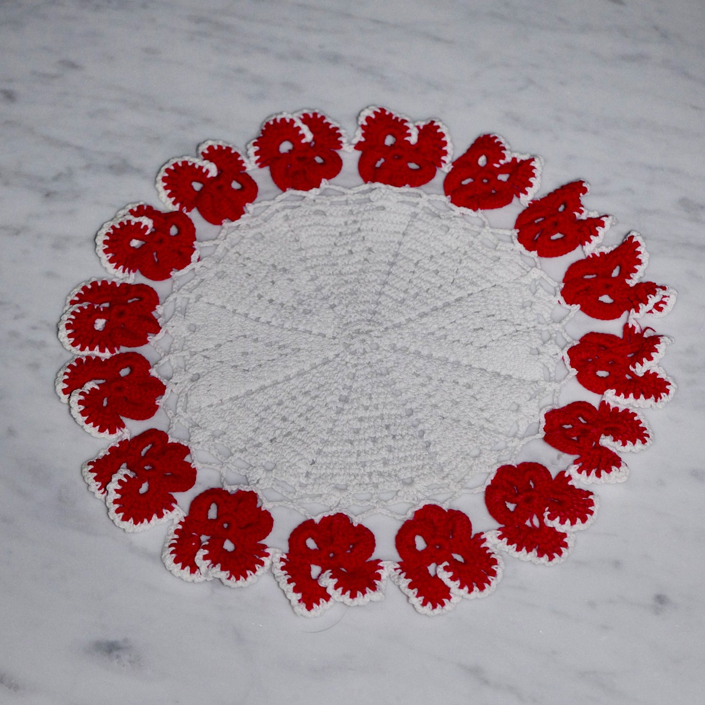 red trim doily