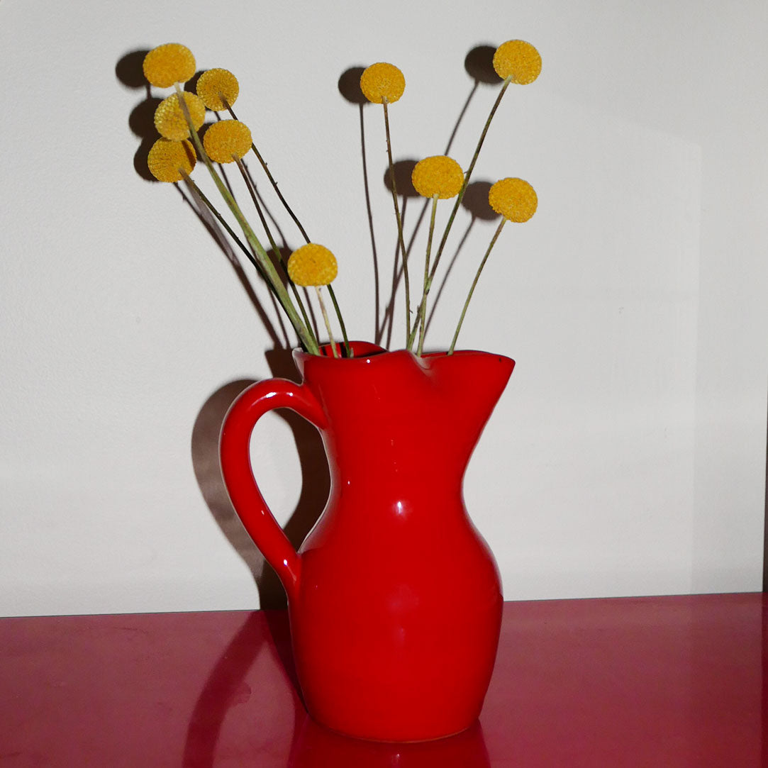 mcm red ceramic pitcher