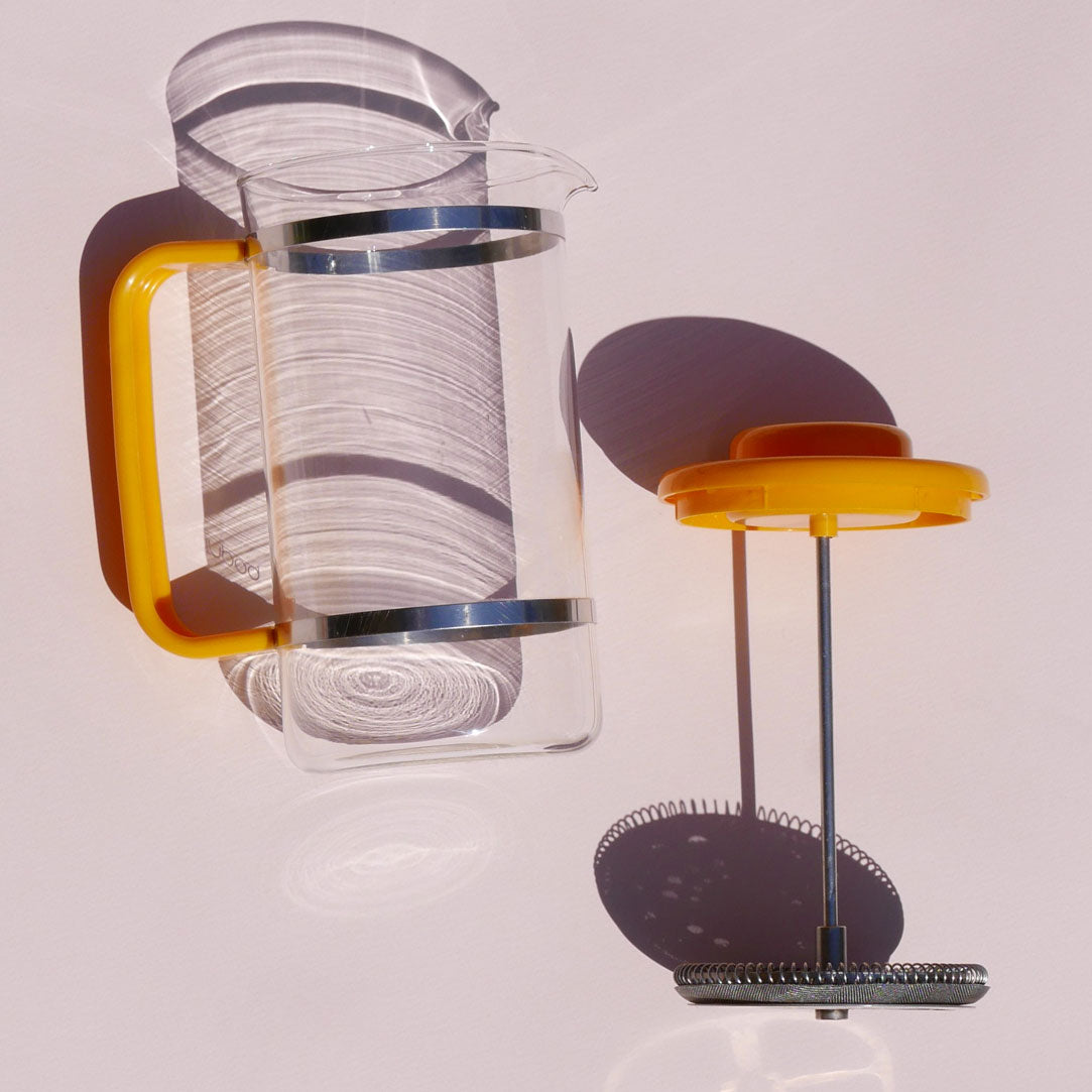 1970s bodum french press1970s chrome and yellow bodum french press