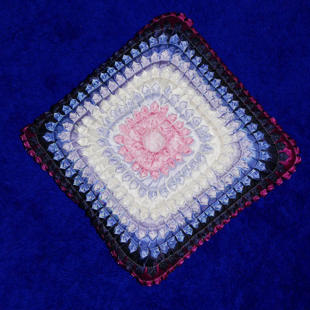 ribbon granny square pillow