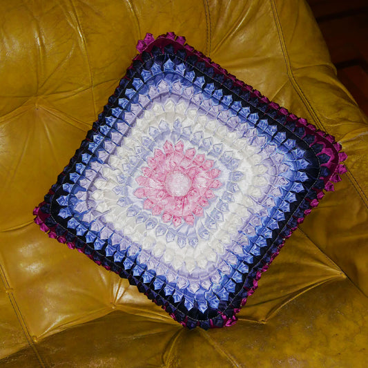 ribbon granny square pillow