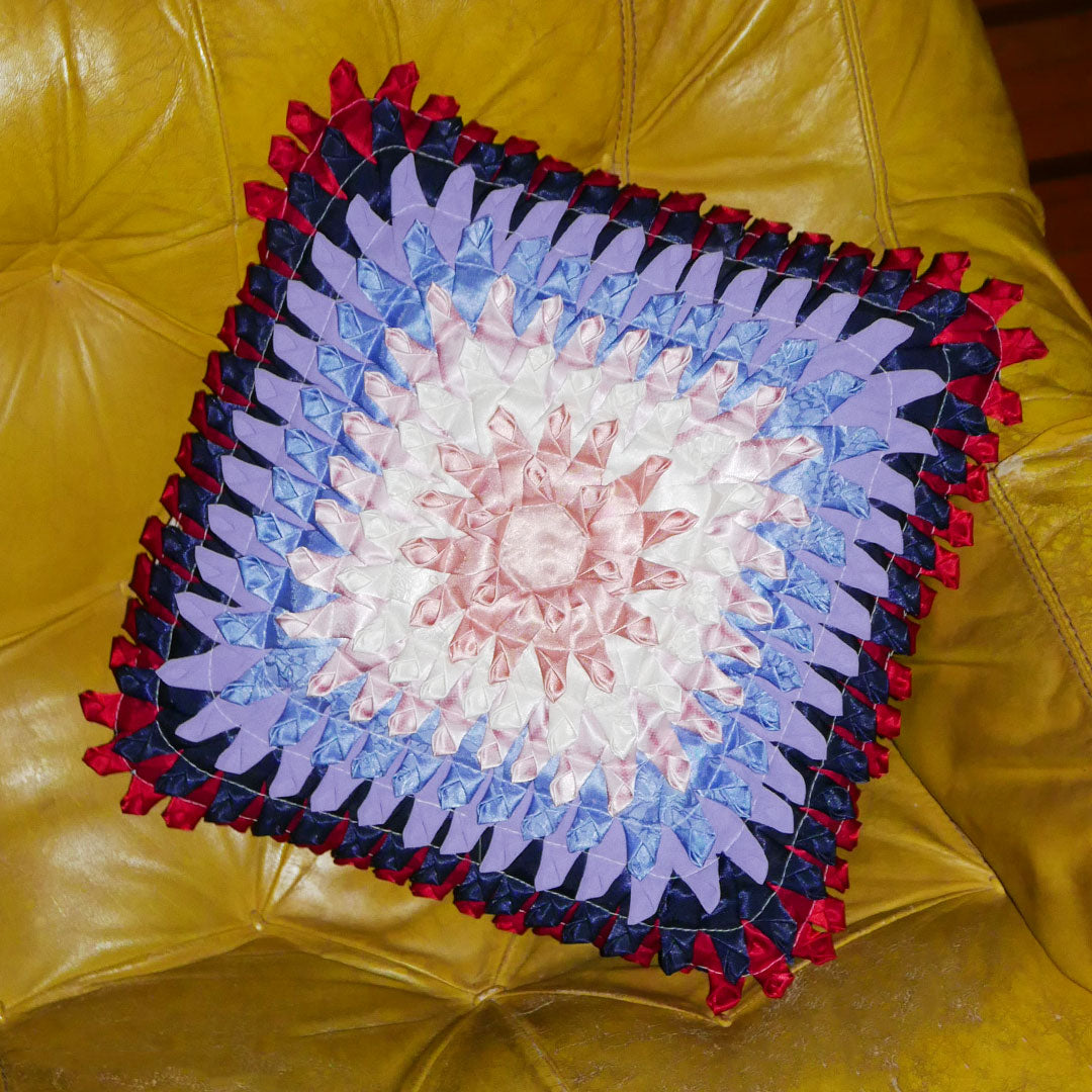 ribbon granny square pillow