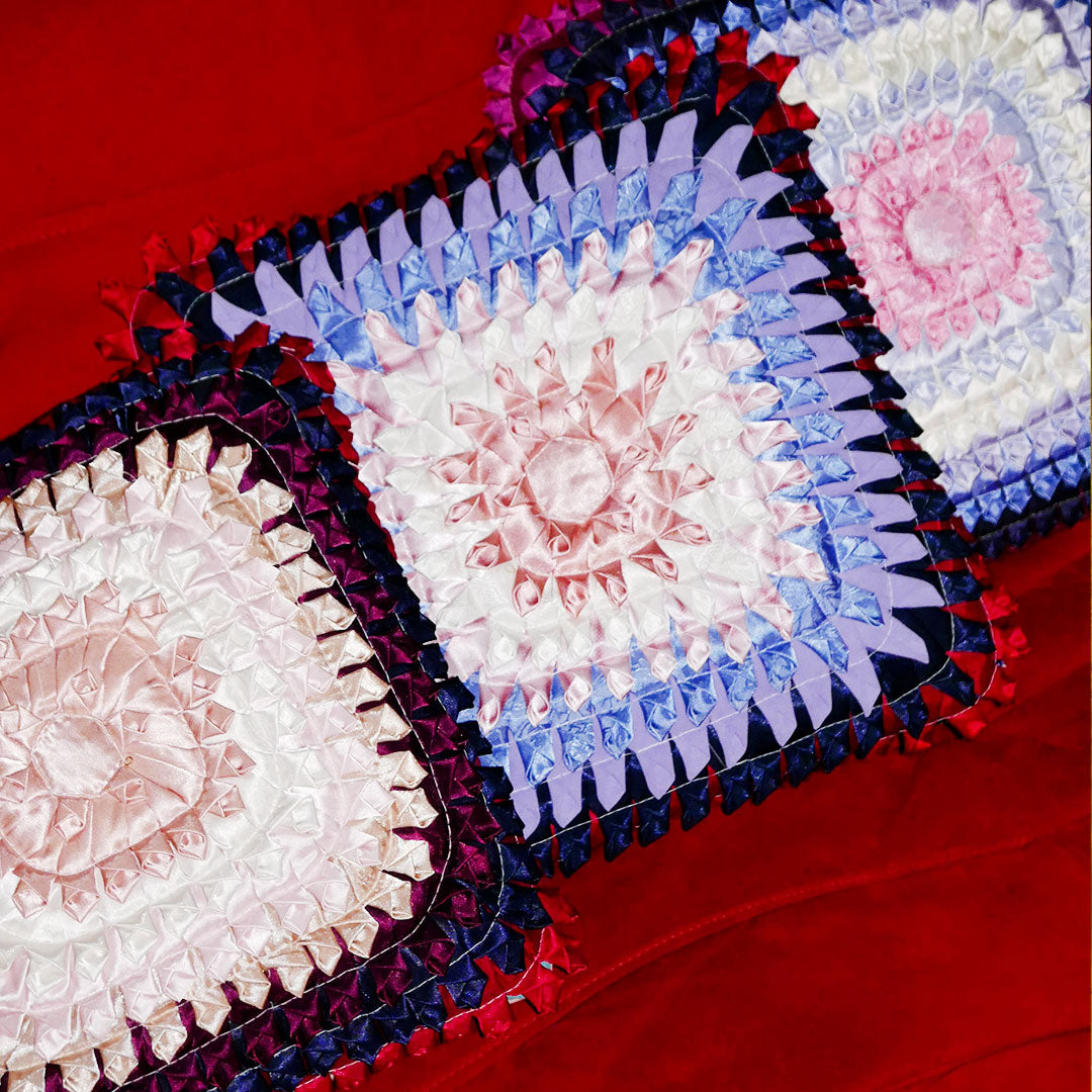 ribbon granny square pillow black dot shops