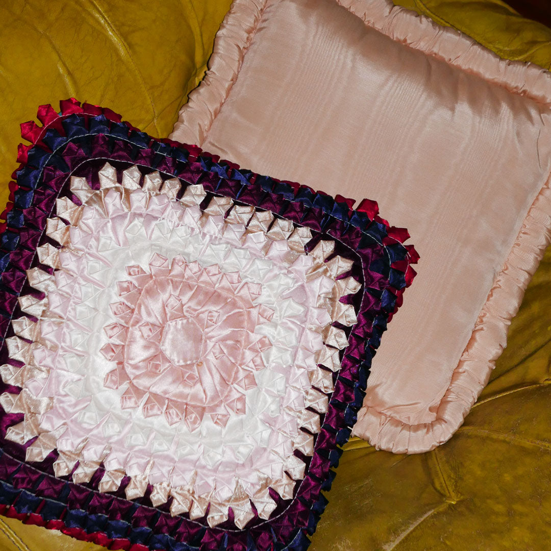 ribbon granny square pillow black dot shops