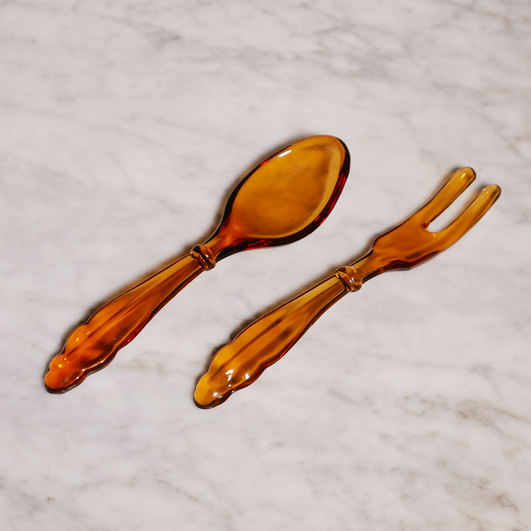 amber glass serving set