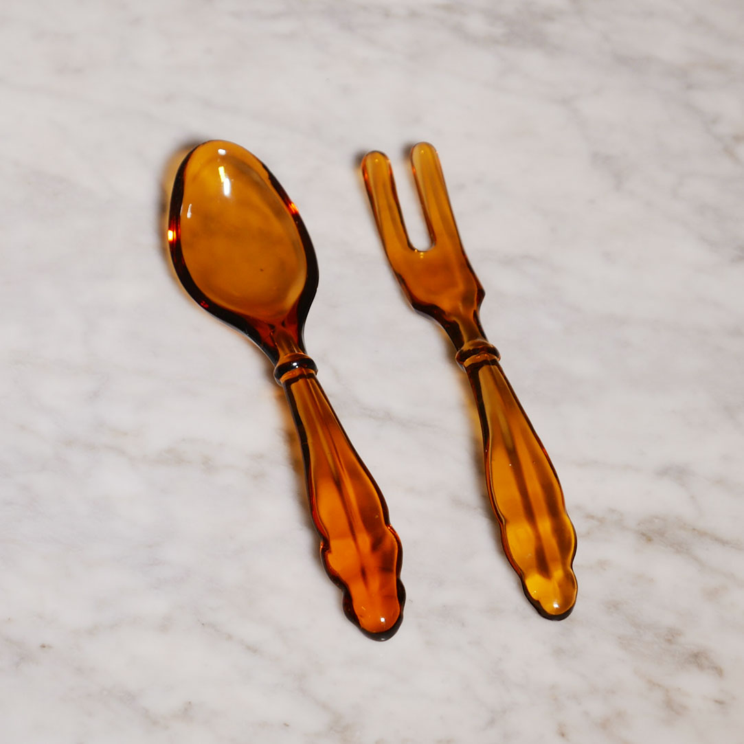 amber glass serving set
