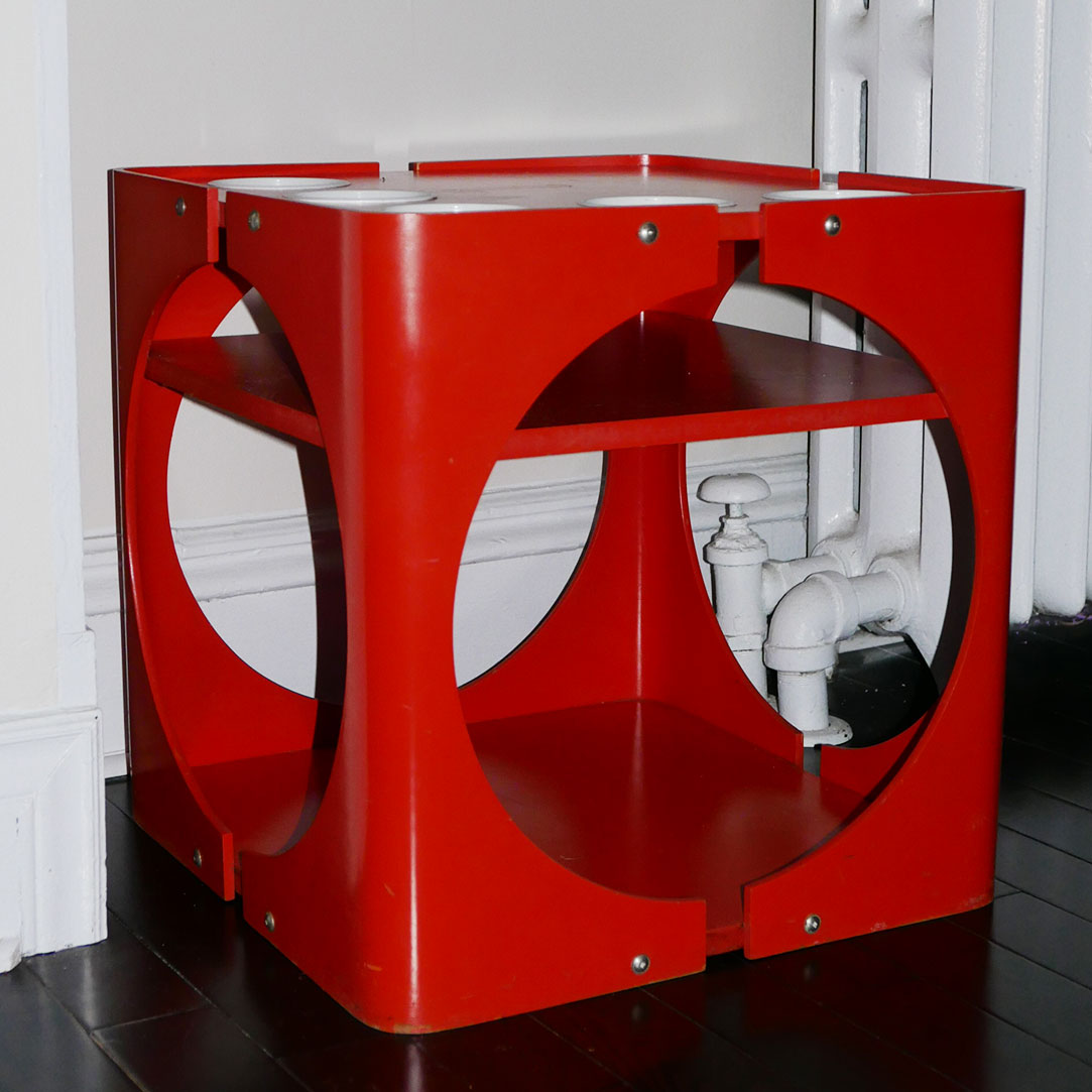 Space Age Vintage Orange Bar Cart, 1960s