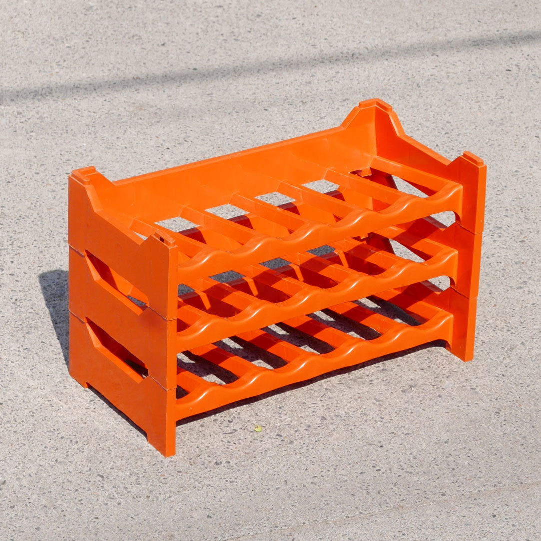retro orange space-age wine rack