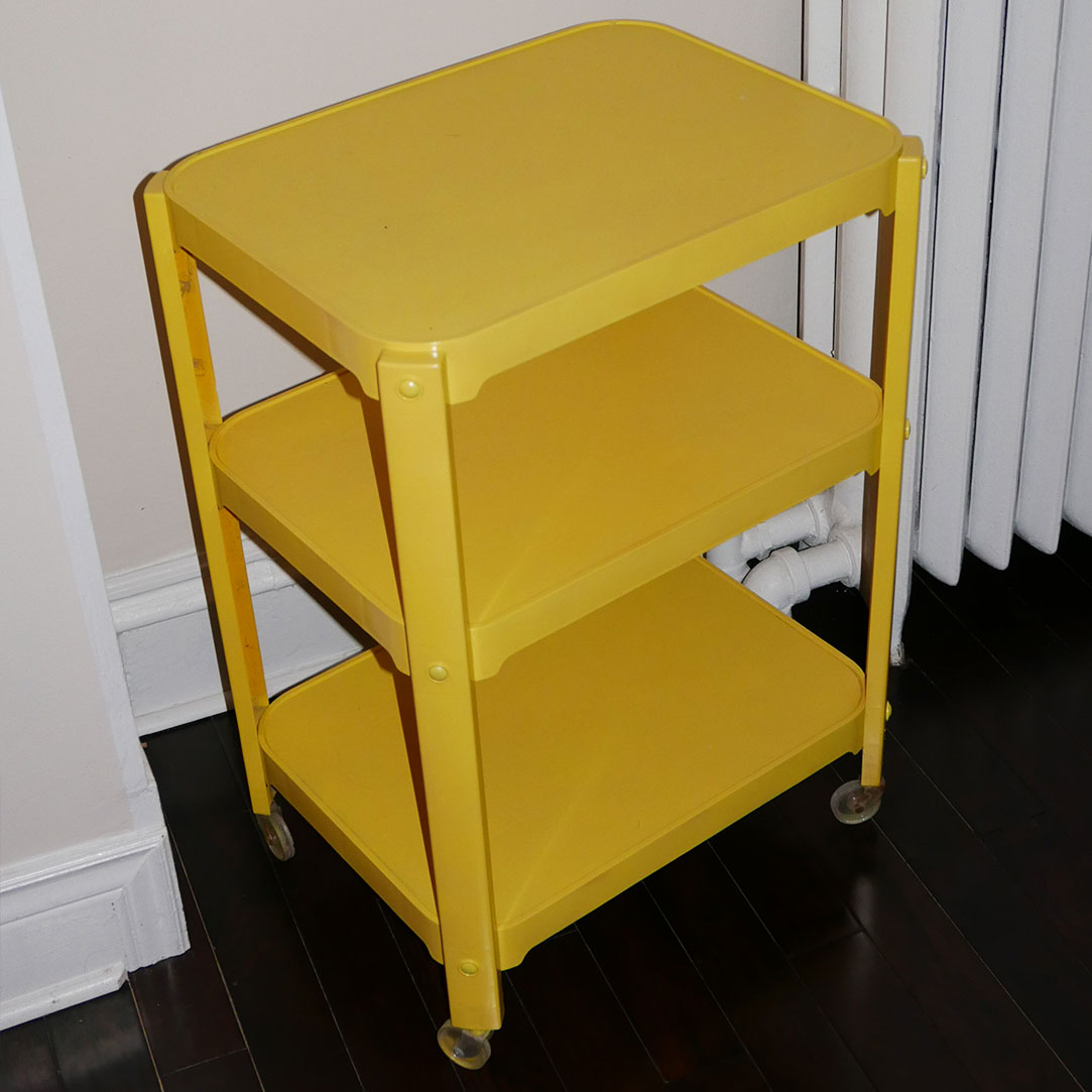 yellow space age utility cart