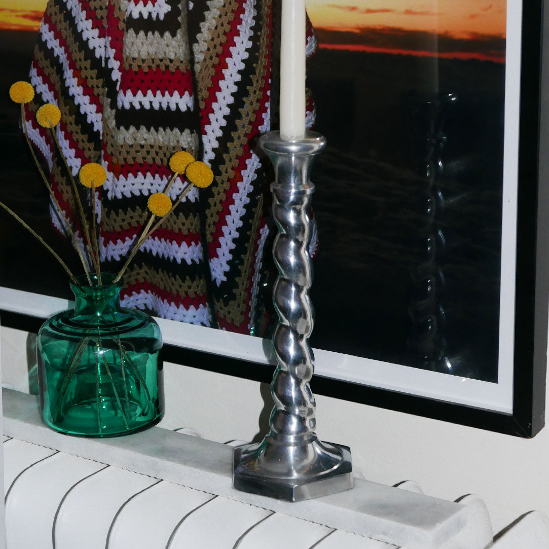 twisted chrome candle holders