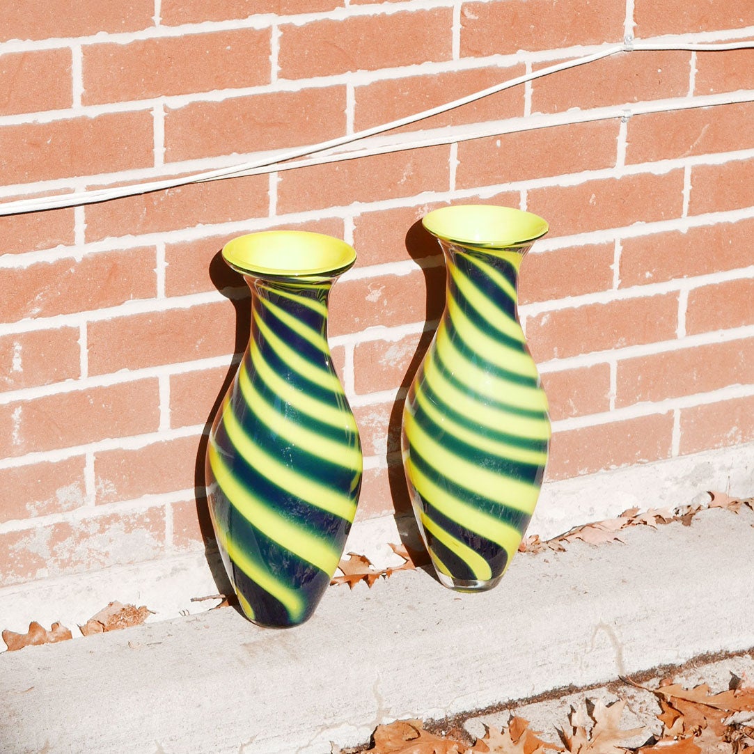 striped blown glass vase