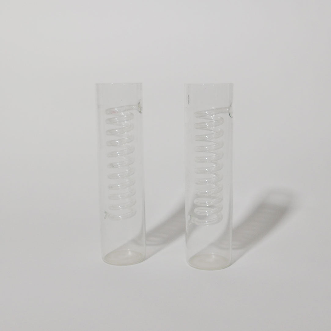 2 x coiled glass vases