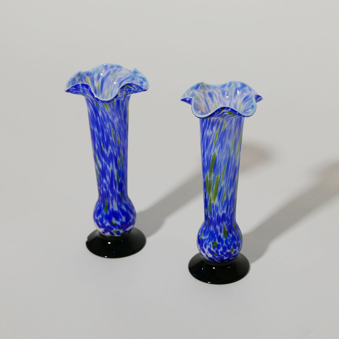 pair of speckled long stem vase