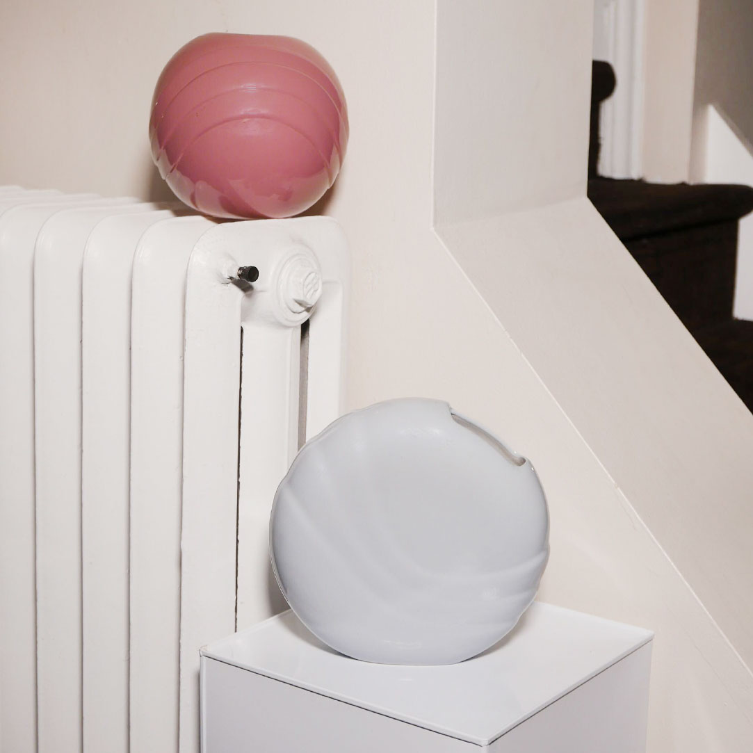 cranberry art deco ceramic vase