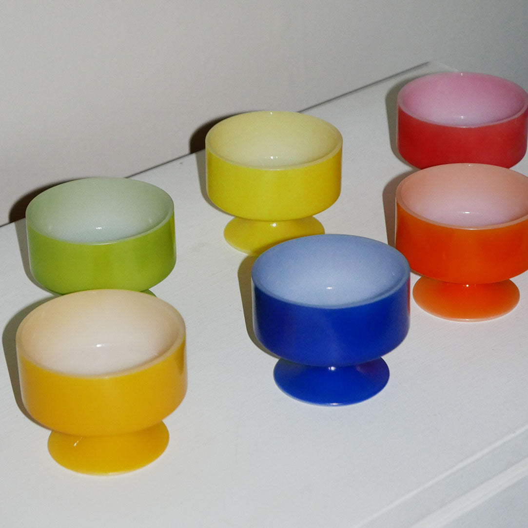 vintage rainbow glass cup set