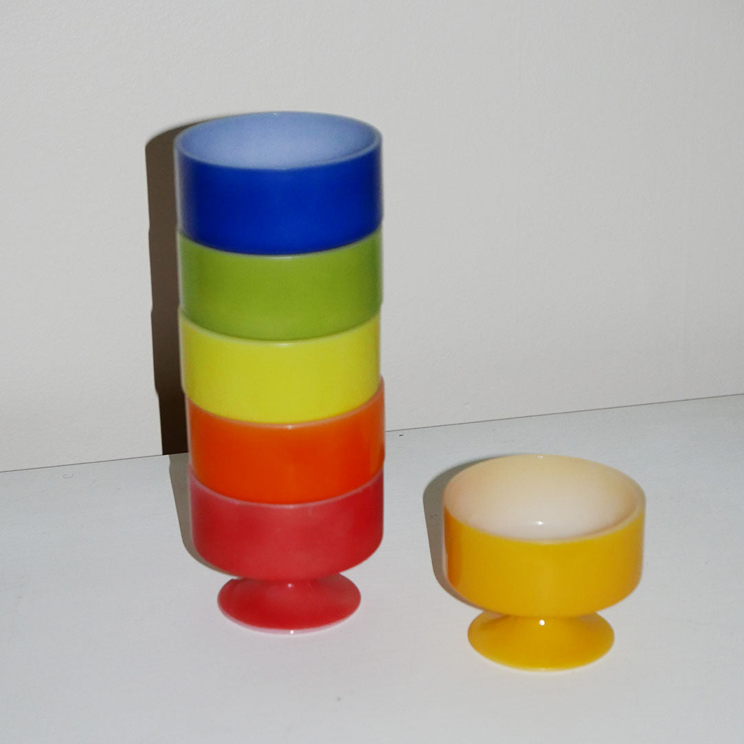 vintage rainbow glass cup set