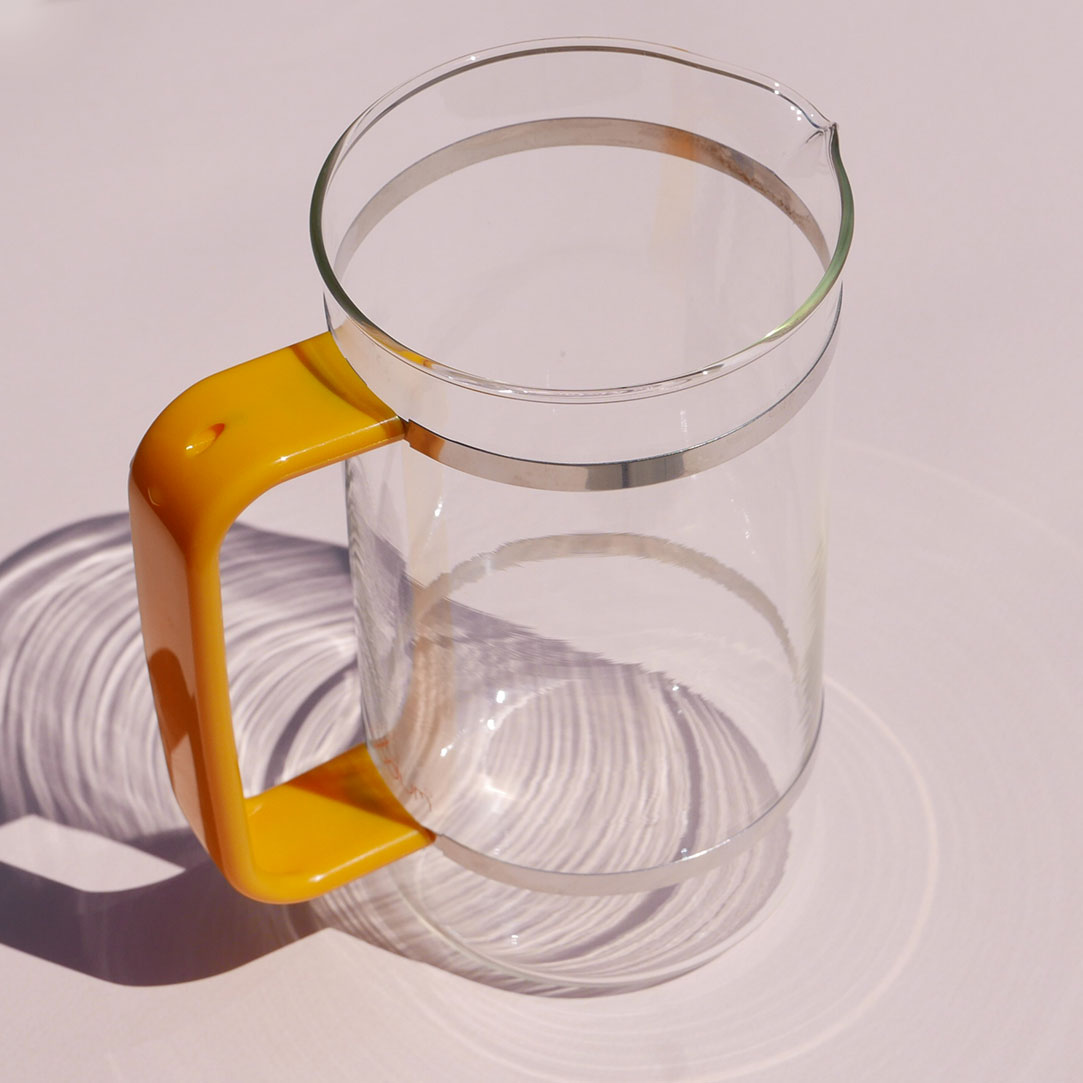 1970s chrome and yellow bodum french press