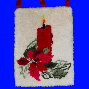 vintage holiday latch hook rug (candle)