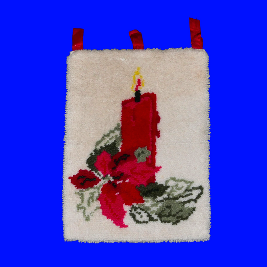 vintage holiday latch hook rug (candle)