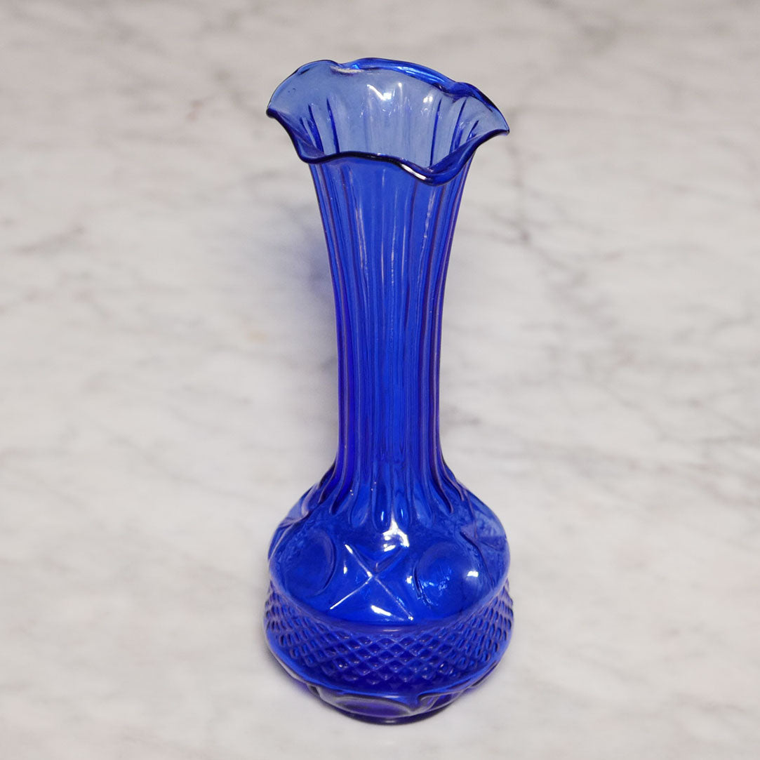 sky blue fluted stem vase