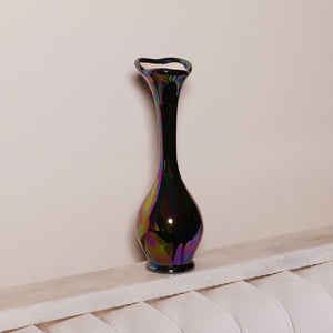 dark iridescent stem ceramic stem vase