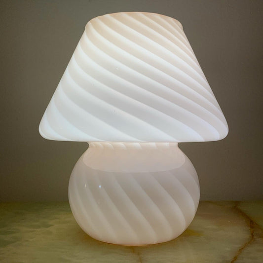 baby pink murano swirl mushroom lamp