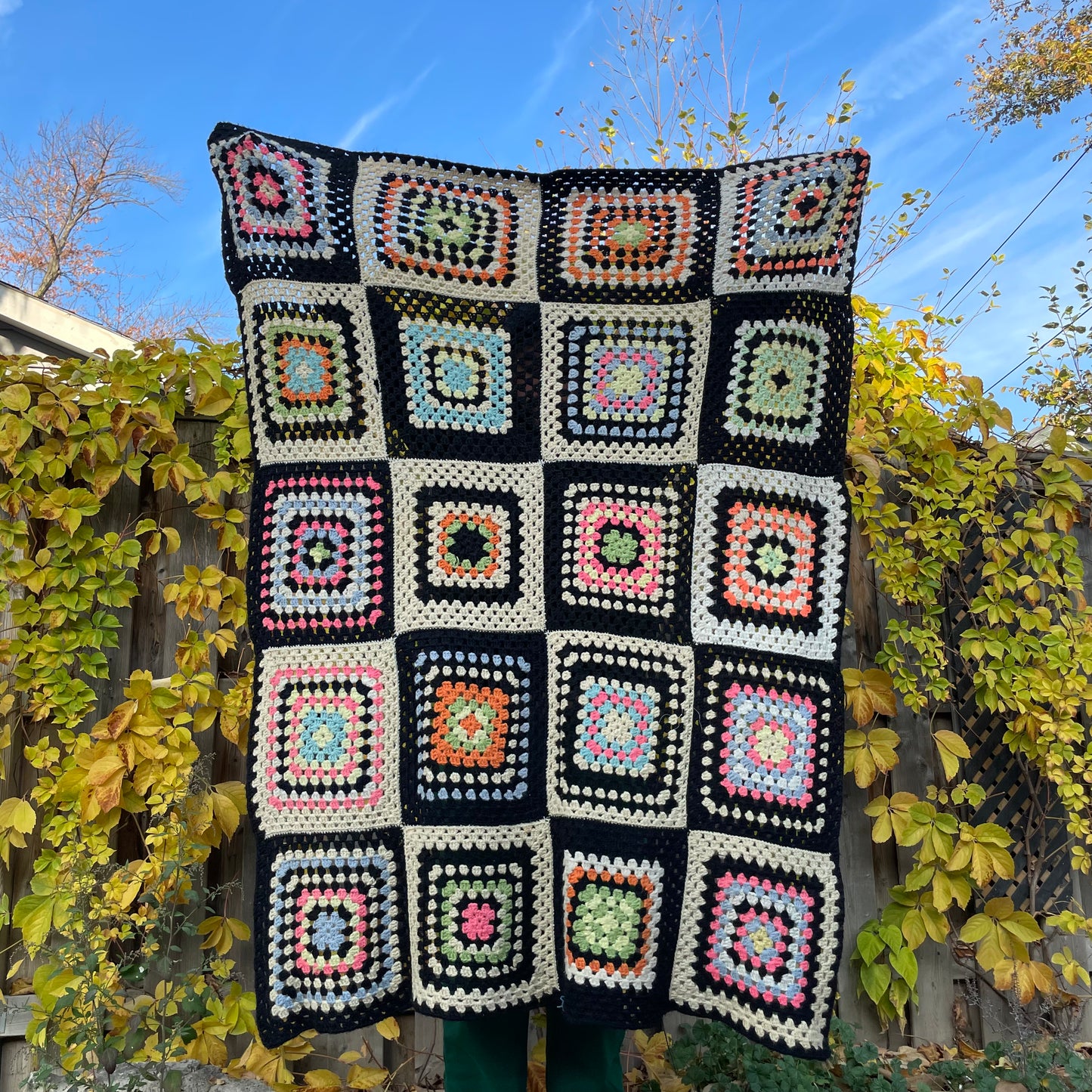 black crochet blanket