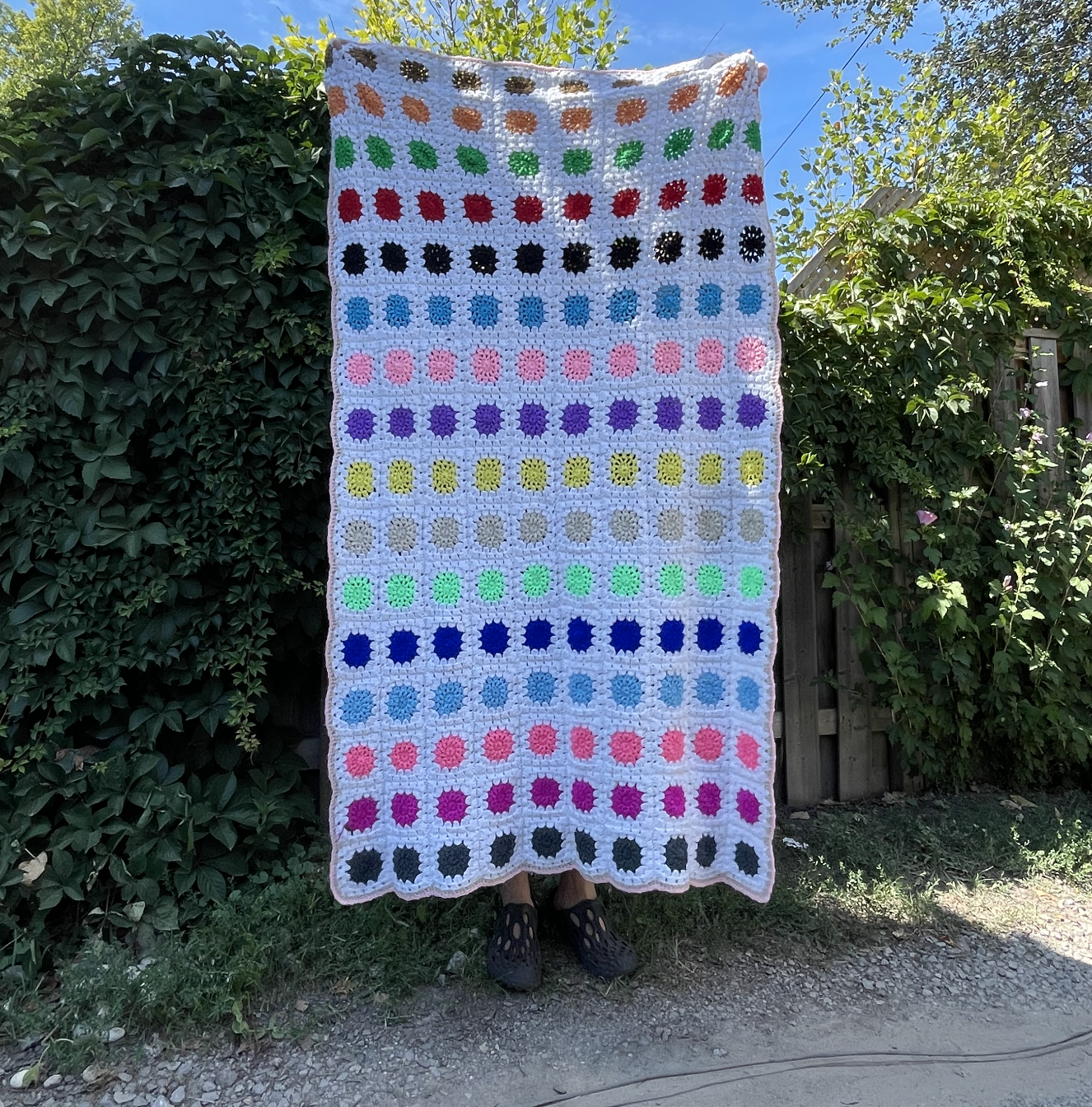 rainbow granny square blanket