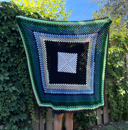 cool blue crochet blanket