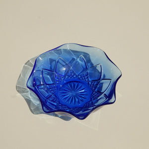 blue vintage glass dish