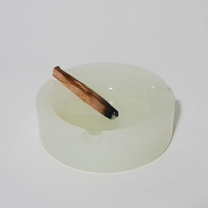 off white glass ashtray