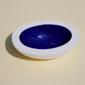 colbalt blue ceramic catchall black dot shops