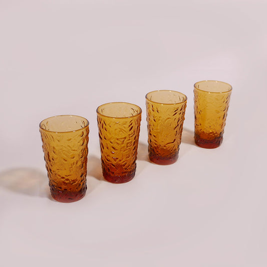 4x amber textured sake glasses