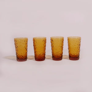 4x amber textured sake glasses