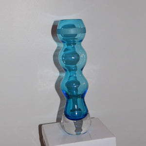 blue handblown glass vase