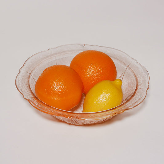 pink depression glass fruit bowl