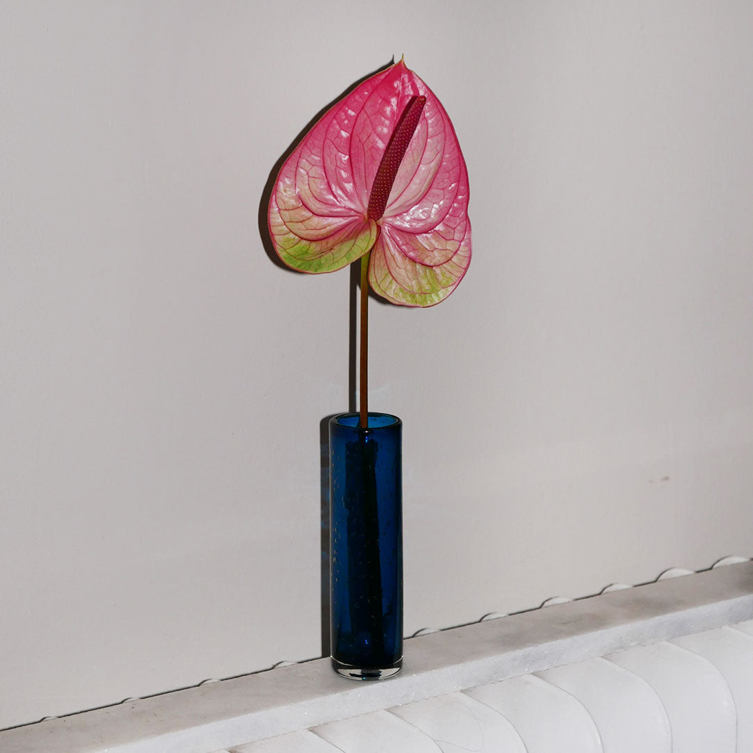 blue stem vase