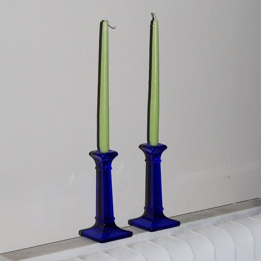 cobalt blue glass candle holders