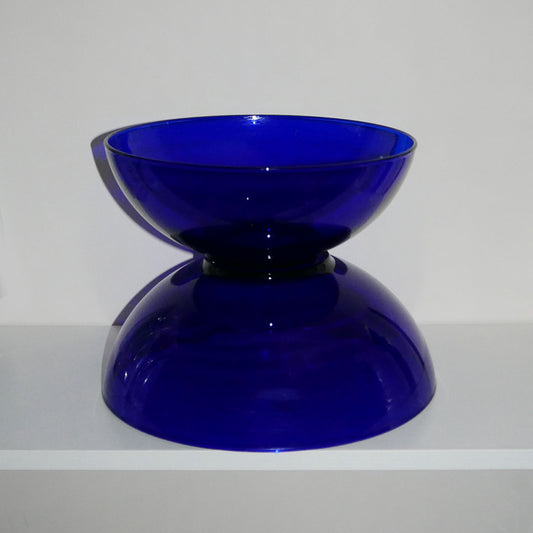 cobalt blue serving bowls vintage glass black dot shops