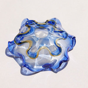 blue art glass catchall