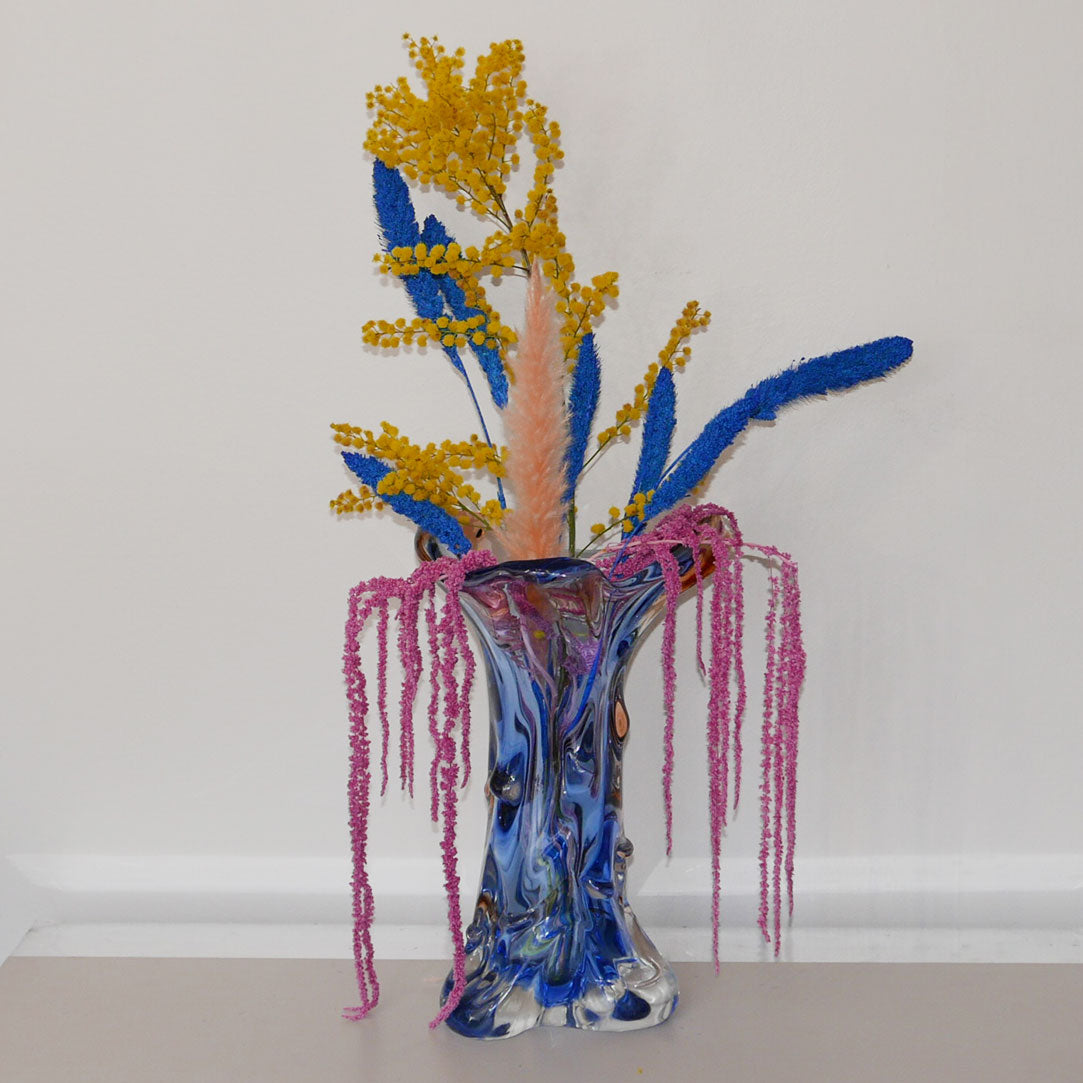 tall blue murano glass vase