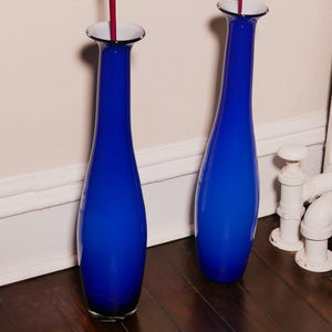 2 x cobalt blue decorative vases