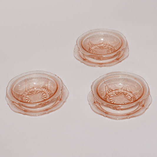 pink depression glass cereal bowl