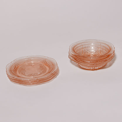 pink depression glass cereal bowl