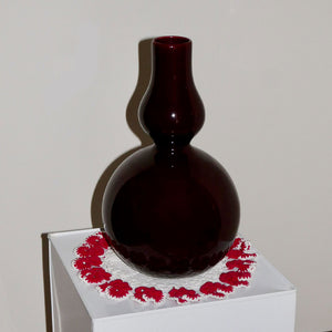beautiful mid century sculptural bulbous vase in a yummy rich wine tone.