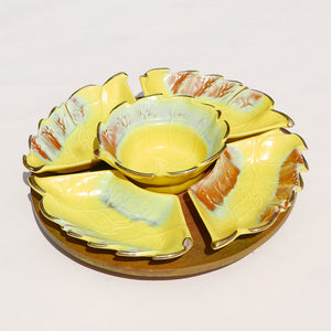 ceramic mid century leaf serving dish