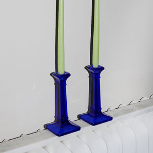 vintage cobalt blue glass candle holders