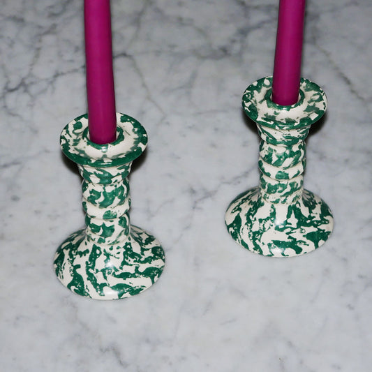 speckled candle holders