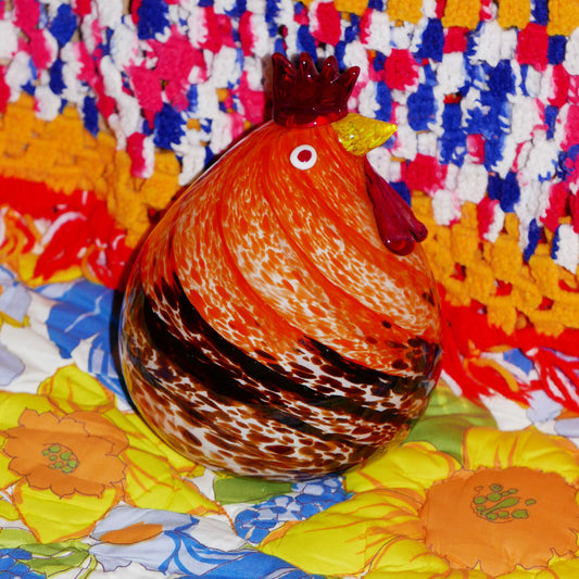 Possibly Murano Large Art Glass Chicken / Rooster SculptureVintage Murano Style Farmhouse Hen or Chicken Figurine Italian Art Glass 1980/1990’s