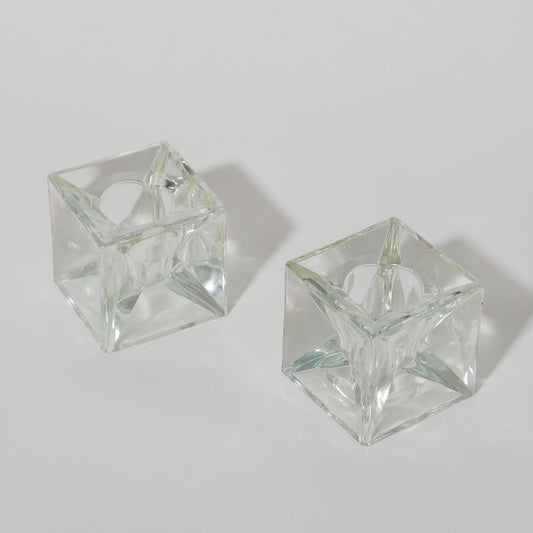 cubed glass tea light candle holders